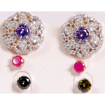 Ladies High Quality Earing With Purple,Black & Pink Stone