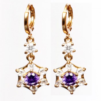 Golden Earrings purple  stones